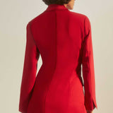 Oasis Satin Collar Wrap Crepe Blazer Dress