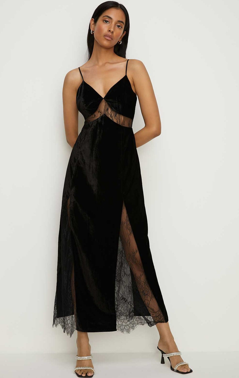 Oasis Velvet Lace Mix Strappy Maxi Dress product image