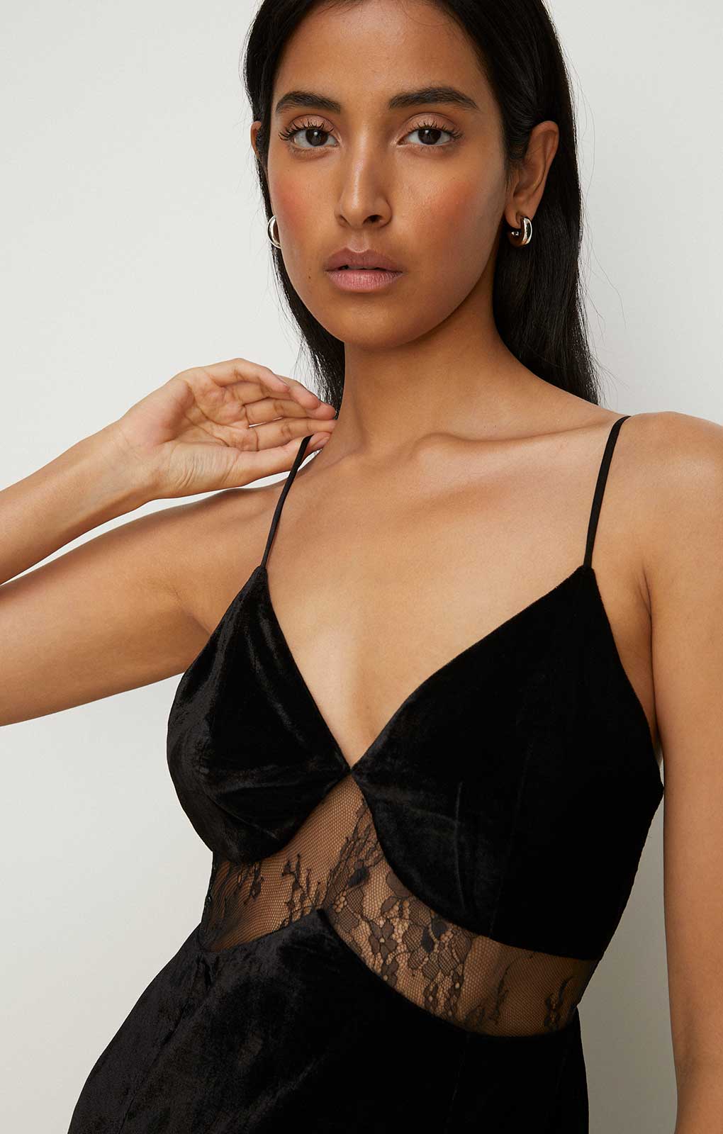 Oasis Velvet Lace Mix Strappy Maxi Dress