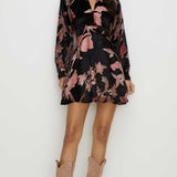 Oasis Floral Devore High Neck Skater Dress