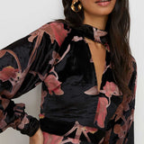 Oasis Floral Devore High Neck Skater Dress