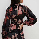 Oasis Floral Devore High Neck Skater Dress