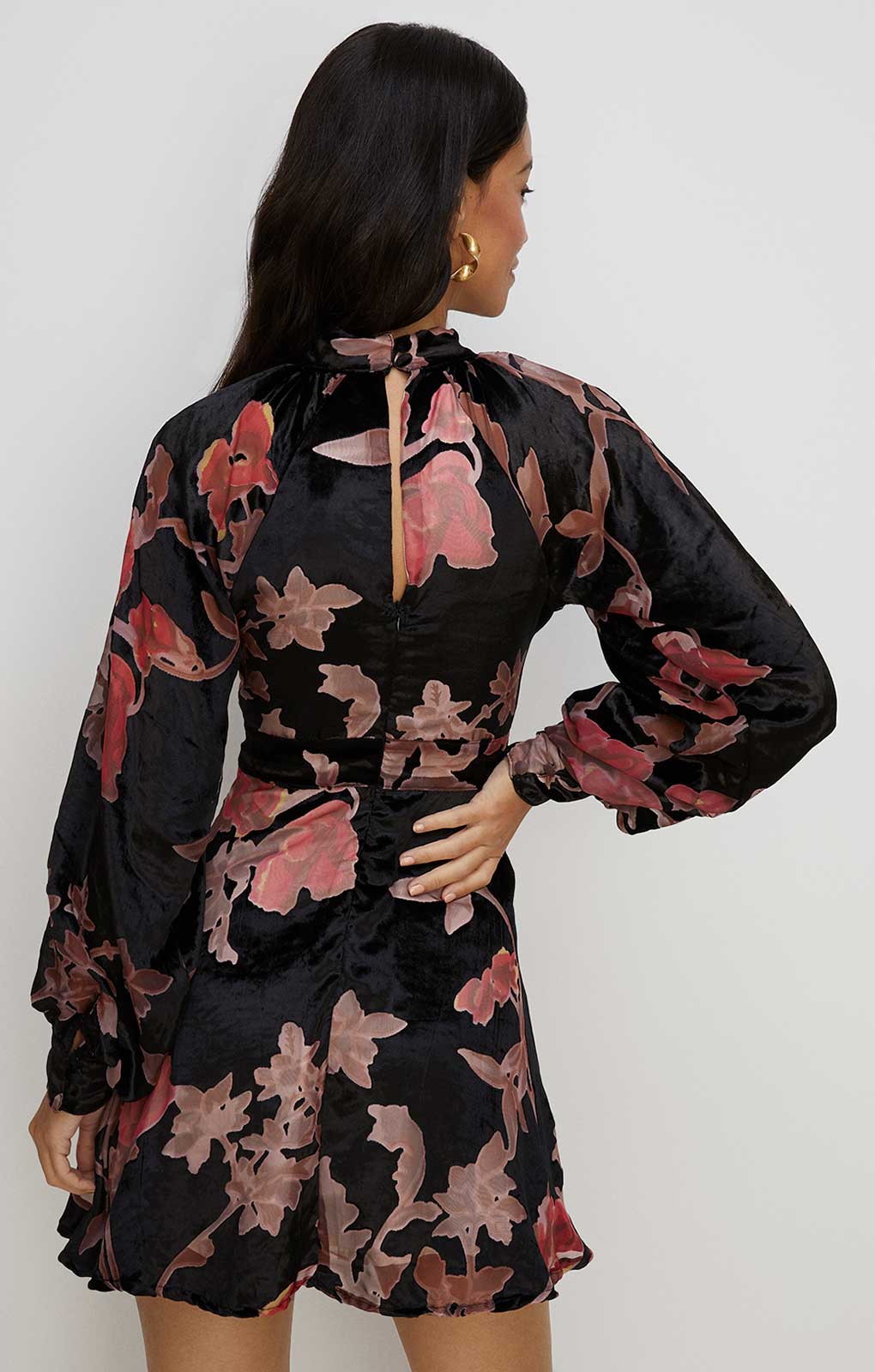 Oasis Floral Devore High Neck Skater Dress
