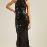 Oasis Black Premium Sequin Halter Midi Dress