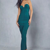 MissPap Bandage Seam Detail Curved Neck Maxi Dress