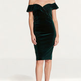 Bardot Bella Velvet Dark Green Dress