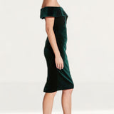 Bardot Bella Velvet Dark Green Dress
