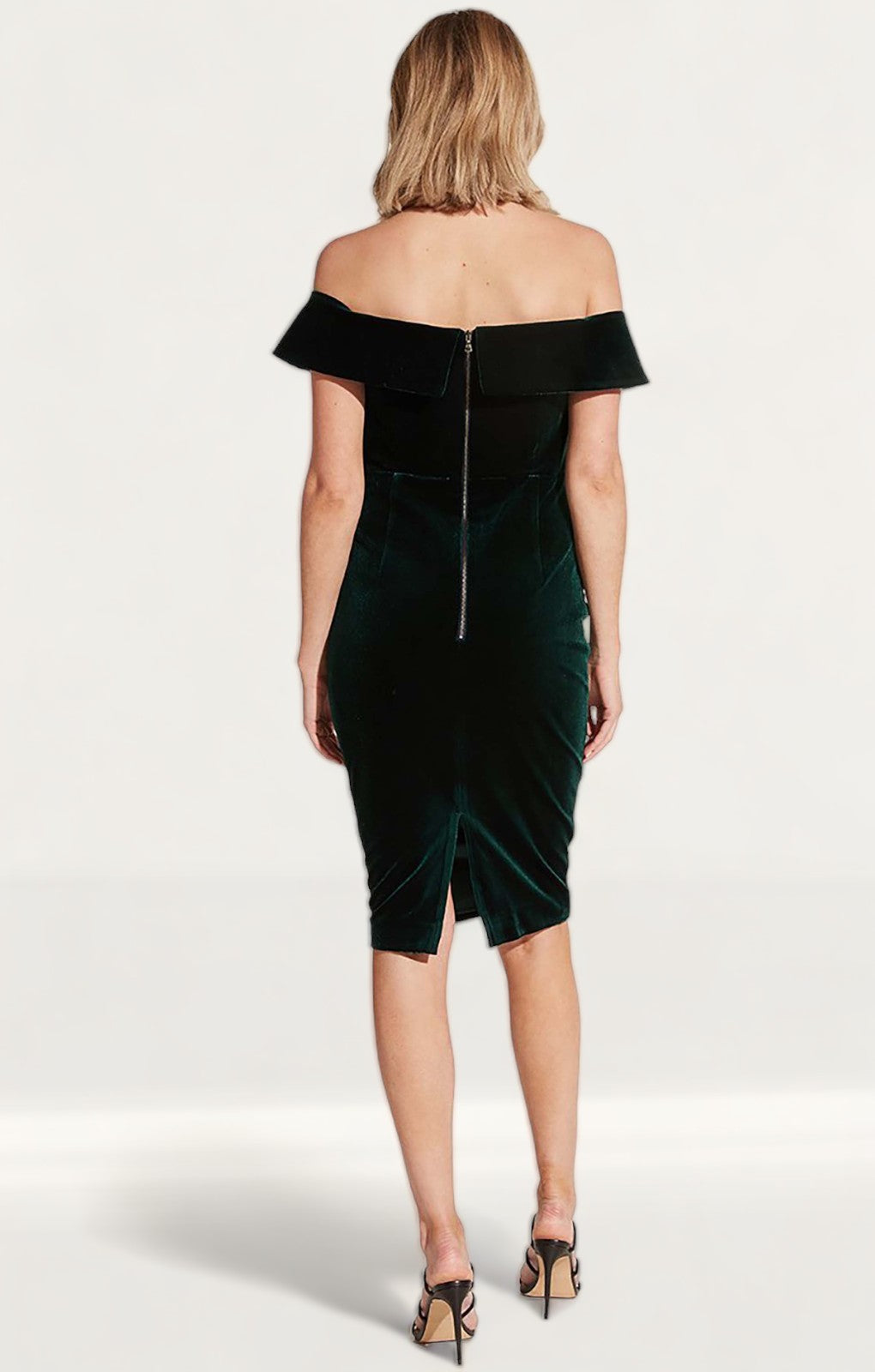 Bardot Bella Velvet Dark Green Dress product image