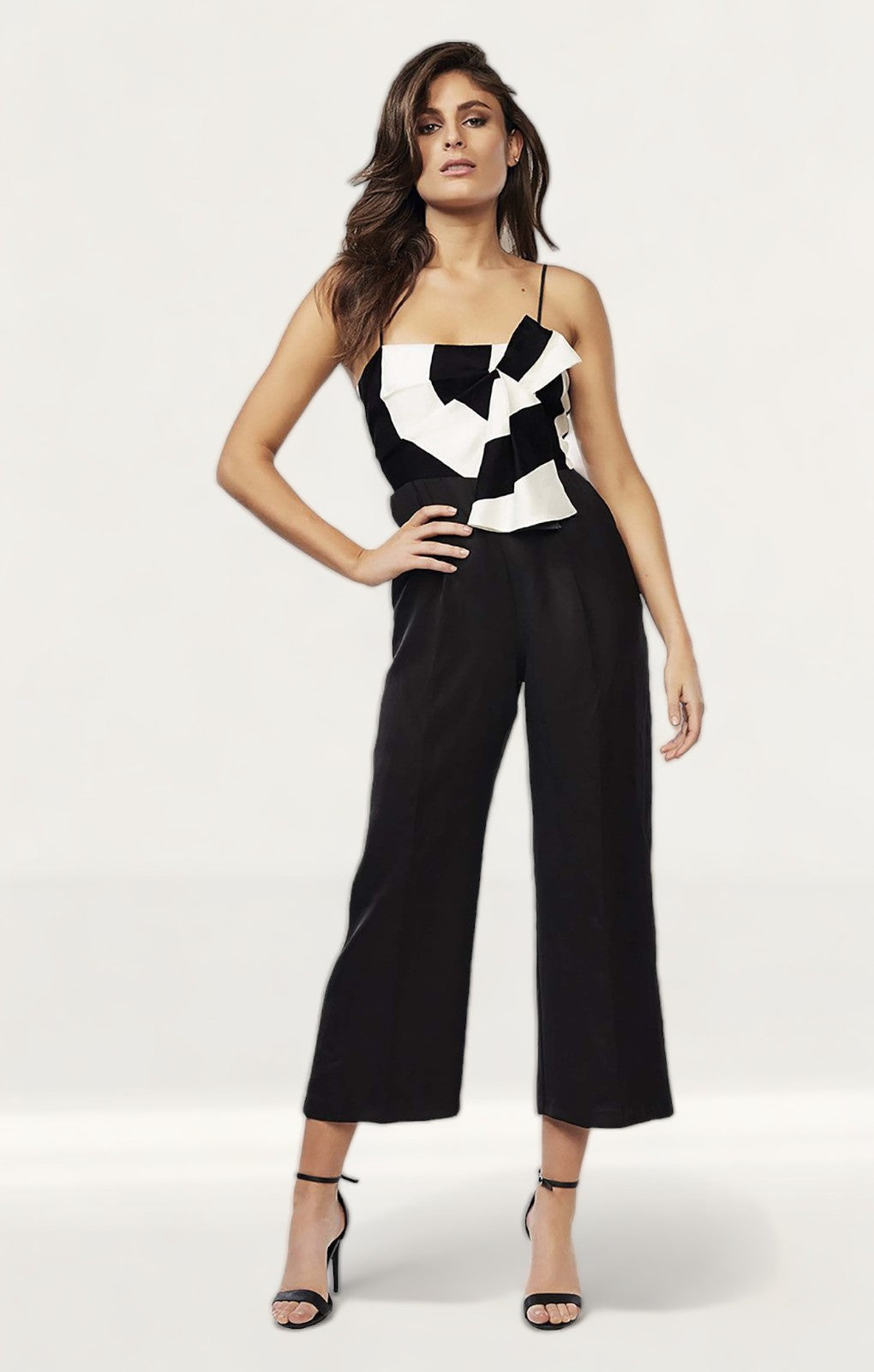 Bardot Black And White Striped Jumpsuit