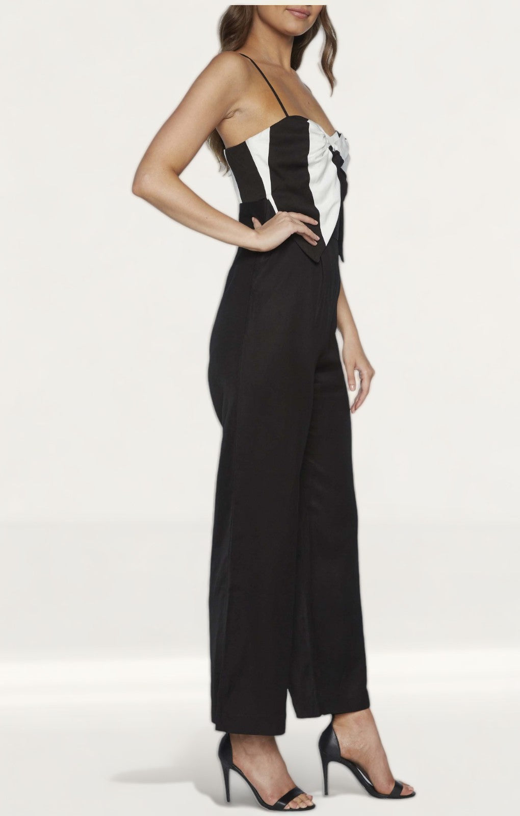 Bardot Black And White Striped Jumpsuit