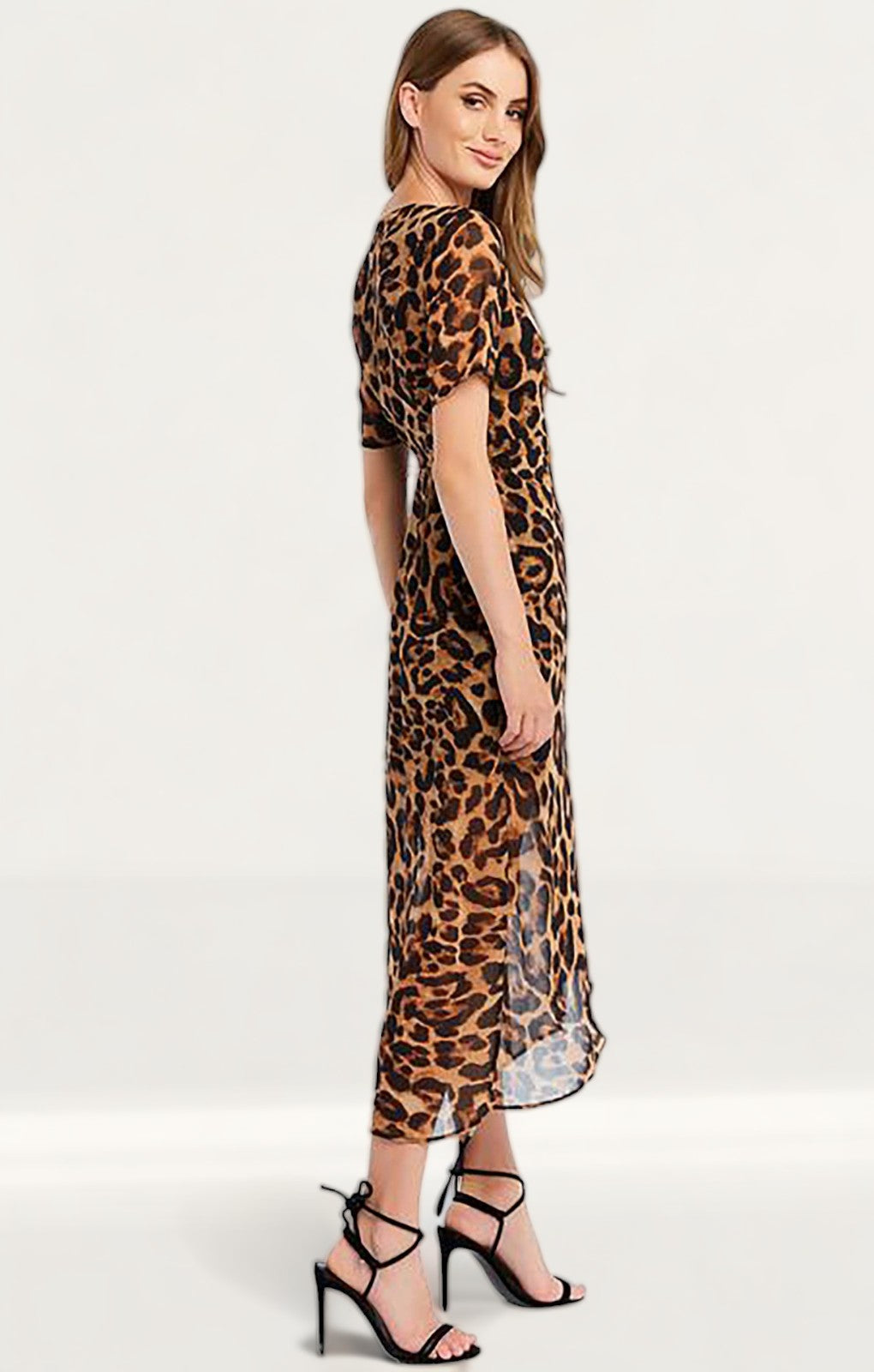 Bardot Midi Leopard Print Wrap Dress