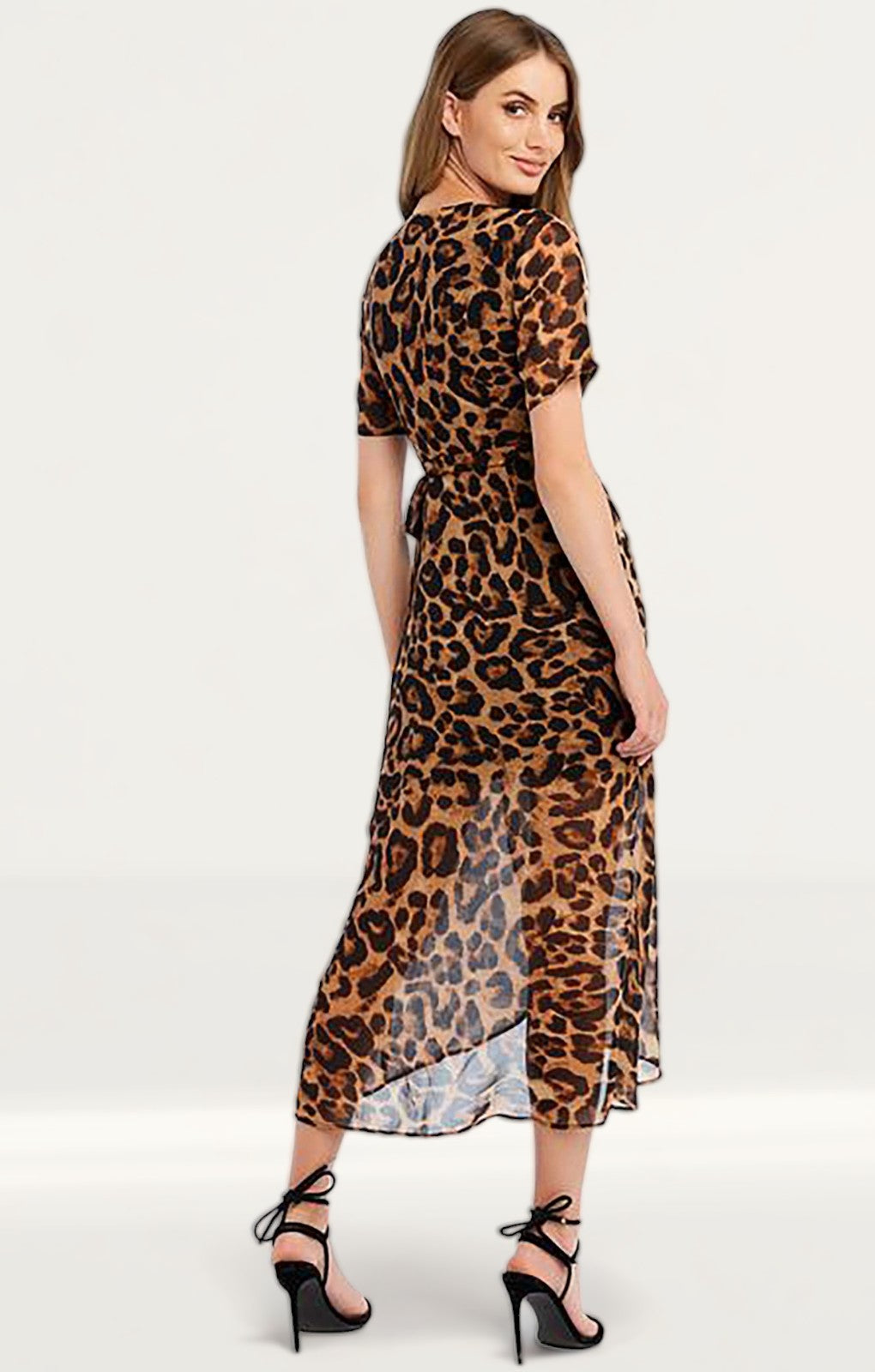 Bardot Midi Leopard Print Wrap Dress