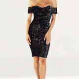 Bardot Sequin Velvet Dress In Black