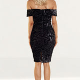 Bardot Sequin Velvet Dress In Black