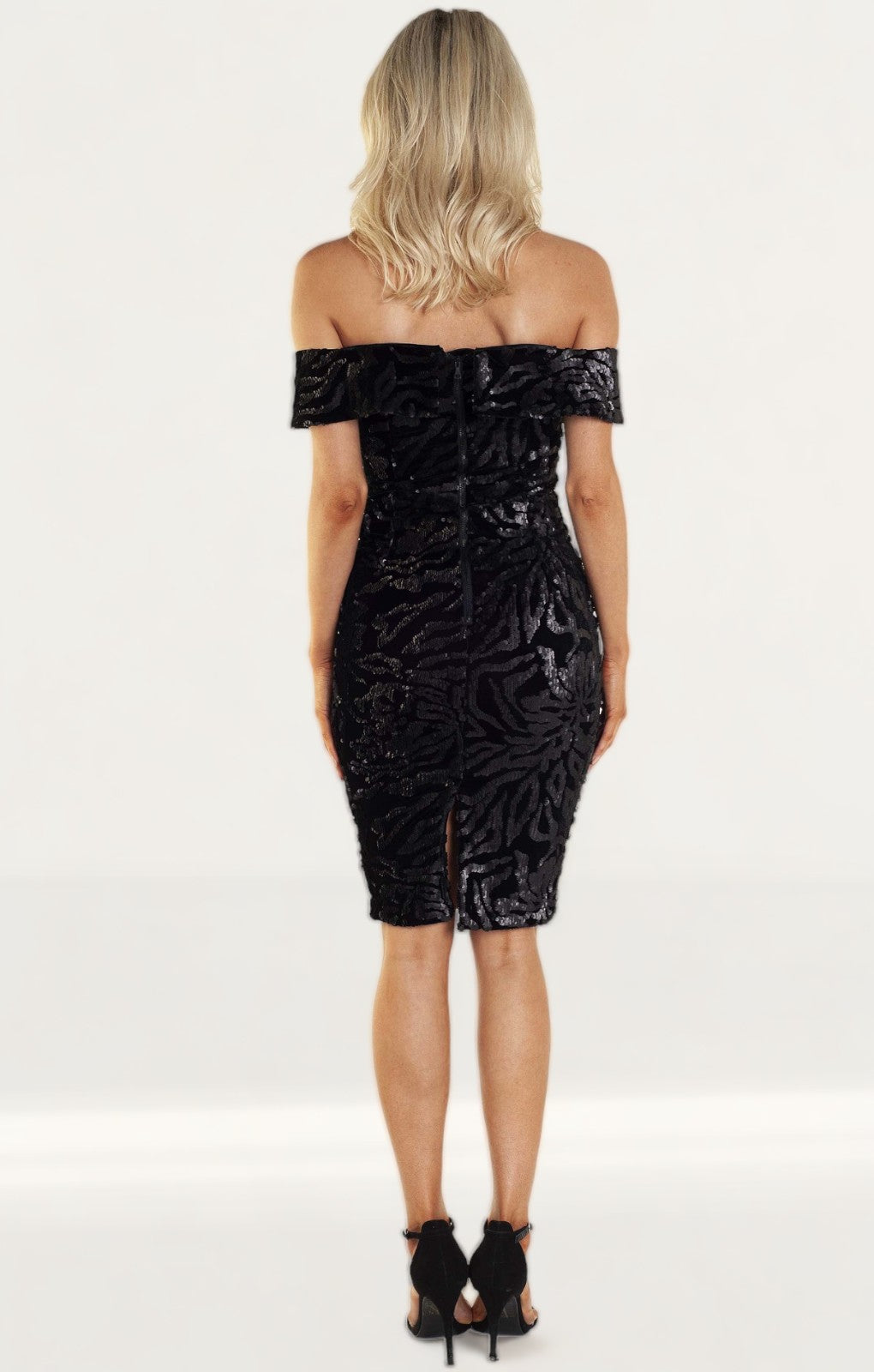Bardot Sequin Velvet Dress In Black
