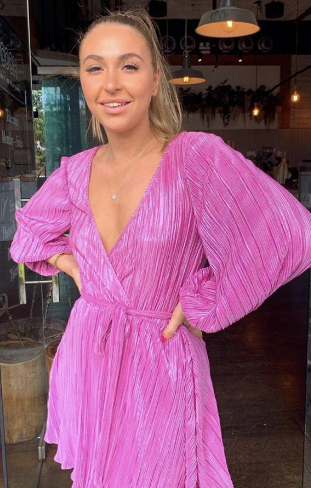 Bardot Pink Shine Bellissa Pleat Dress product image