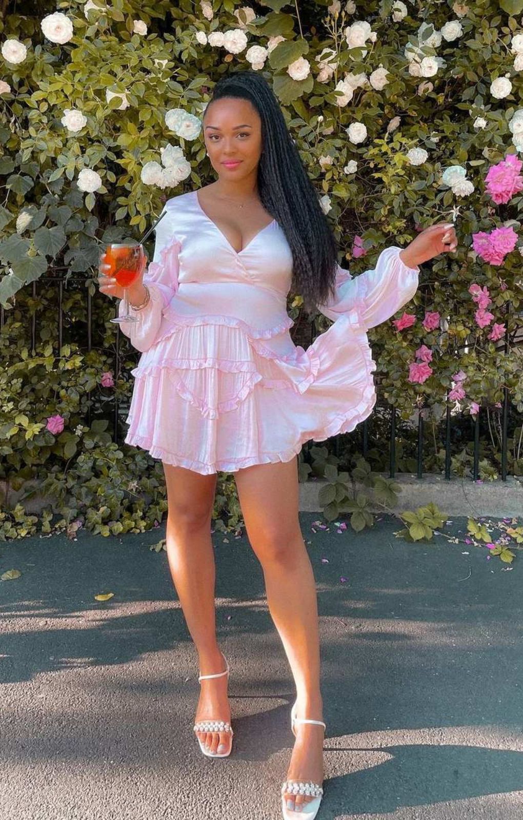 Bardot Pink Rose Nala Frill Dress
