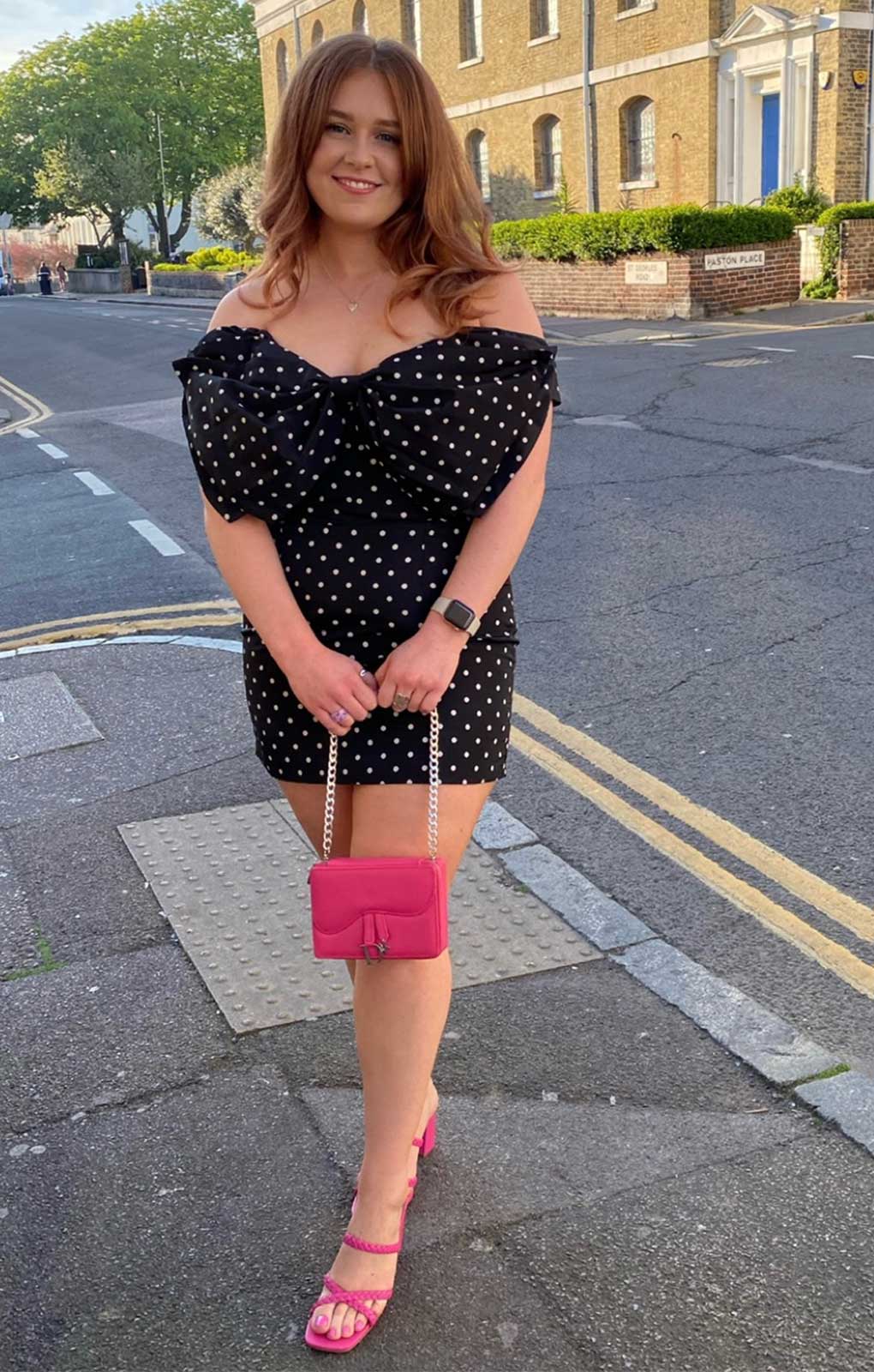 Bardot Polka Dot Bow Dress