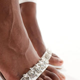 Be Mine Bridal Neha Embellished Strap Block Heel Sandal In Ivory