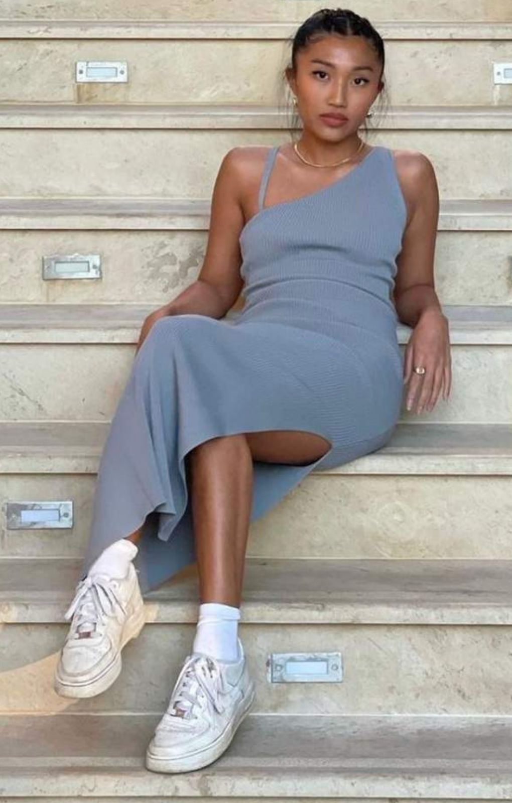 Bec + Bridge Harper Knit Asymmetrical Midi Dress