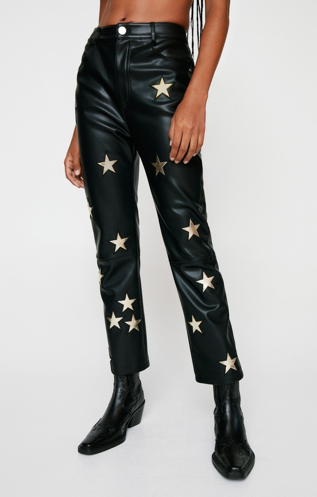 Nasty Gal Premium Metallic Star Faux Leather Trousers