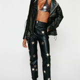Nasty Gal Premium Metallic Star Faux Leather Trousers