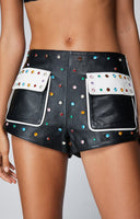 Nasty Gal Premium Real Leather Studded Fringe Shorts