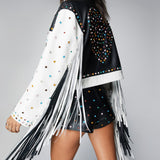 Nasty Gal Premium Real Leather Studded Fringe Jacket