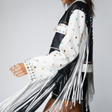 Nasty Gal Premium Real Leather Studded Fringe Jacket