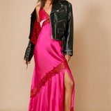 Nasty Gal Satin Lace Trim Maxi Dress