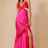 Nasty Gal Satin Lace Trim Maxi Dress