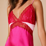 Nasty Gal Satin Lace Trim Maxi Dress
