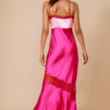 Nasty Gal Satin Lace Trim Maxi Dress