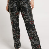 Nasty Gal Real Leather Studded Straight Leg Trousers