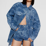 Nasty Gal Shimmer Denim Oversized Shirt