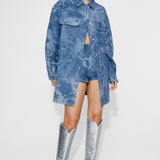 Nasty Gal Shimmer Denim Oversized Shirt