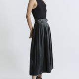 Karen Millen Black Knitted Midi Dress With Pu Detailing