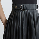 Karen Millen Black Knitted Midi Dress With Pu Detailing