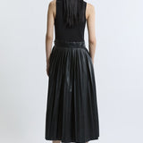 Karen Millen Black Knitted Midi Dress With Pu Detailing