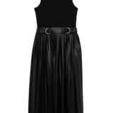 Karen Millen Black Knitted Midi Dress With Pu Detailing