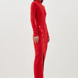Karen Millen Viscose Blend Popper Detail Split Knit Midaxi Dress