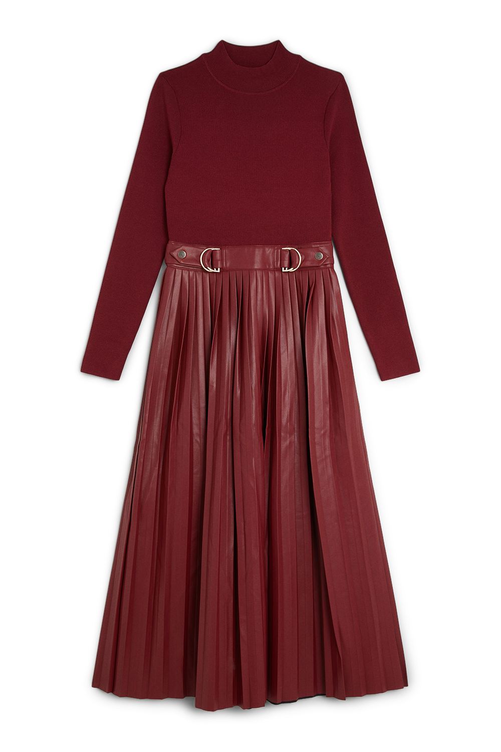 Rent Karen Millen Pu Knit Pleated Skirt Midi Dress | Hirestreet Rent Karen Millen Pu Knit Pleated Skirt Midi Dress | Hirestreet