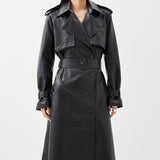 Karen Millen Tailored Faux Leather Belted Trench Coat