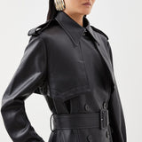 Karen Millen Tailored Faux Leather Belted Trench Coat