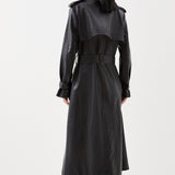 Karen Millen Tailored Faux Leather Belted Trench Coat