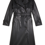 Karen Millen Tailored Faux Leather Belted Trench Coat