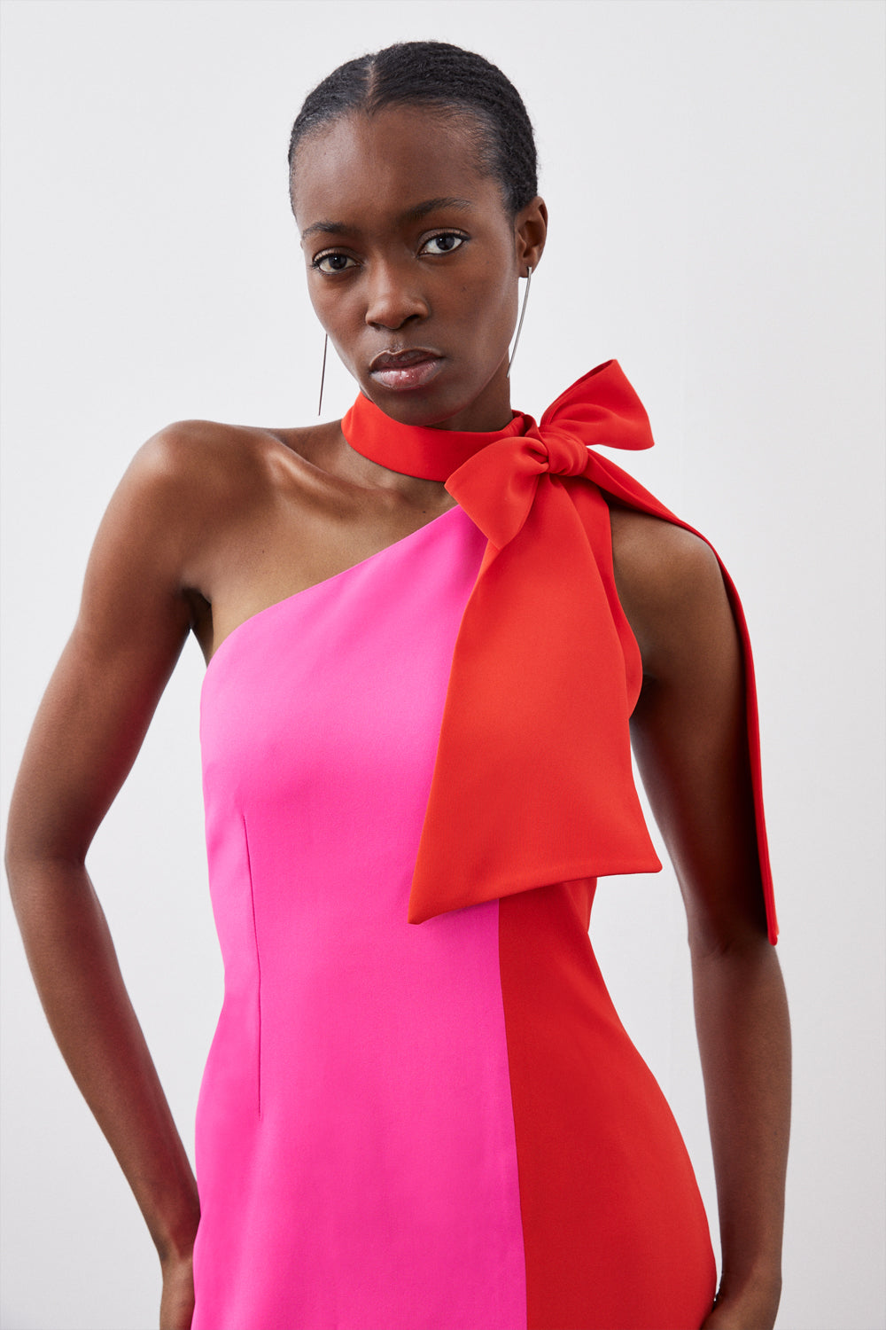 Rent Karen Millen Soft Tailored Colour Block Tie Neck Midi Dress | Hirestreet Rent Karen Millen Soft Tailored Colour Block Tie Neck Midi Dress | Hirestreet