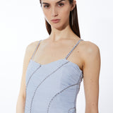 Karen Millen Strappy Embellished Ruched Georgette Woven Maxi Dress
