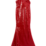 Karen Millen Sequin Rosette Halter Woven Maxi Dress