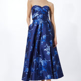 Karen Millen Jacquard Strapless Front Split Maxi Dress